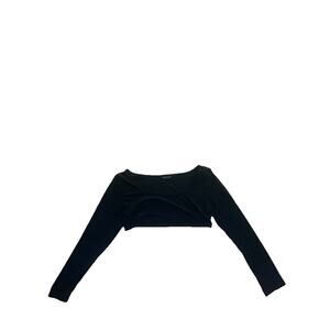 SHEIN Ribbed Crop Top Long Sleeve Black Large